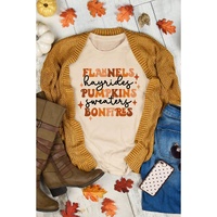 Khaki Flannels Hayrides Pumpkins Sweaters Bonfires Tee - 2XL thumbnail
