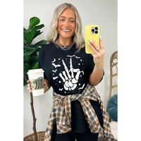 Azura Exchange Halloween Bat & Skeleton Hand Graphic Tee - L thumbnail
