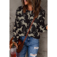 Black Lively Cheetah Print Long Sleeve Top - M thumbnail