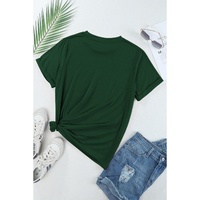 Green Casual Plain Crew Neck Tee - XL thumbnail