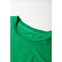 Bright Green Casual Plain Crew Neck Tee - 3XL thumbnail