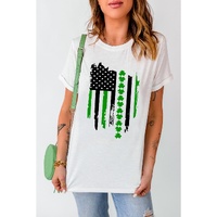 White St. Patricks Clover American Flag Print Crewneck Tee - 2XL thumbnail