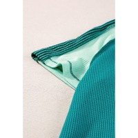 Green Exposed Seam Color Block Knitted V Neck T-shirt - S thumbnail