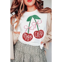 White MON CHERI Cherry Graphic Crewneck T shirt - M thumbnail