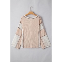 Parchment Crochet Detail Exposed Seam High Low Loose Top - L thumbnail