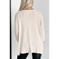 Apricot Waffle Knit Splits Batwing Sleeve Oversized Top - L thumbnail