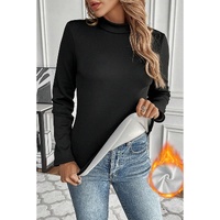 Black Mock Neck Thermal Lined Long Sleeve Tee - L thumbnail
