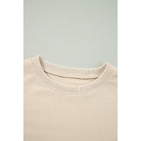 Jet Stream Solid Color Ruffled Shoulder Long Sleeve Blouse - L thumbnail