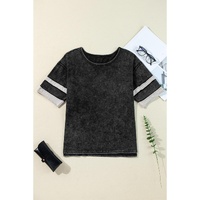 Black Varsity Stripe Half Sleeve Vintage Tee - L thumbnail