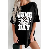 Black GAME DAY Checkerboard Rugby Football Helmet T Shirt - L thumbnail