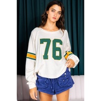 White Number 76 Printed Retro Sporty Long Sleeve Top - S thumbnail