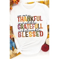 White Thanksgiving Slogan Print Crew Neck T Shirt - XL thumbnail