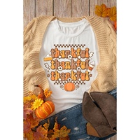 Khaki thankful Crew Neck Thanksgiving Graphic Tee - XL thumbnail