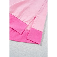 Pink Two Tone Half Buttons Collared T Shirt - S thumbnail