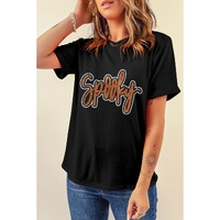 Black Spooky Rhinestone Crew Neck Graphic Tee - 2XL thumbnail