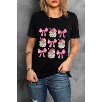 Black Santa Claus Bow Knot Christmas Graphic T Shirt - 2XL thumbnail