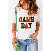 White Glitter GAME DAY Rugby Football Season Round Neck T Shirt - 2XL thumbnail