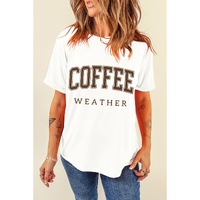 White COFFEE WEATHER Round Neck Graphic T Shirt - 3XL thumbnail