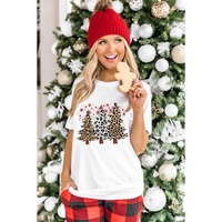 White Leopard Christmas Tree Graphic Crewneck Tee - XL thumbnail