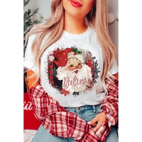 White Believe Christmas Father Graphic Crewneck T Shirt - XL thumbnail
