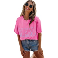 Bright Pink MAMA Letter Graphic Neon T Shirt - L thumbnail