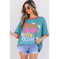Dusk Blue Kind People are My Kind People Graphic Oversized Tee - L thumbnail