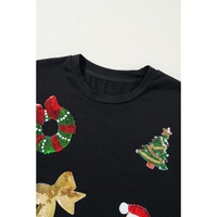 Black Sequin Christmas Essentials Graphic Crewneck T Shirt - 2XL thumbnail