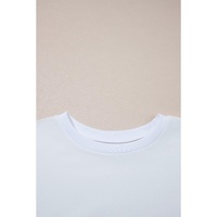 White Loose Half Sleeve Hi Low Hem T Shirt - M thumbnail