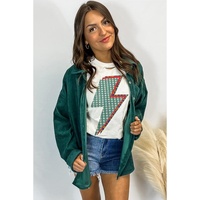 White Rhinestone Decor Bolt Graphic Ripped Western Tee - XL thumbnail