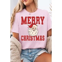 Pink MERRY CHRISTMAS Santa Claus Printed T Shirt - 2XL thumbnail