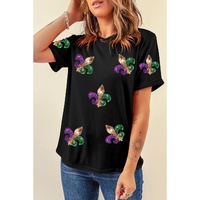 Black Mardi Gras Symbol Patched Crewneck T Shirt - M thumbnail