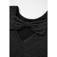 Black Bow Decor Glittery Short Sleeve Top - XL thumbnail