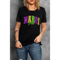 Black Mardi Gras Heat Transfer Graphic Holiday Tee - 2XL thumbnail