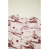 Brown Desert Sand Print Short Sleeve Knit Top - L thumbnail