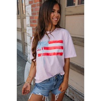 Light Pink Flag Bow Graphic Crewneck Tee - L thumbnail