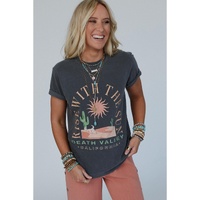 Dark Grey RISE WITH THE SUN Western Fashion Graphic Tee - L thumbnail