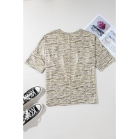 Gray Leopard Print Half Sleeve V Neck Loose Fit T Shirt - L thumbnail