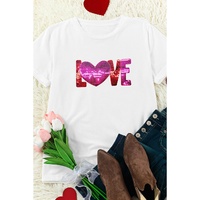 White Heart LOVE Patched Pattern Crewneck Valentines T Shirt - XL thumbnail
