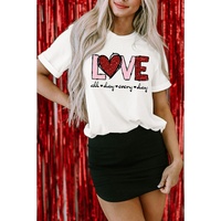 White Valentine LOVE Heart Shape Crew Neck Graphic Tee - XL thumbnail