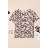 Brown Rodeo Print Round Neck Slim Fit Mesh T Shirt - L thumbnail