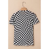 Black Checker Mesh Crew Neck T Shirt - L thumbnail