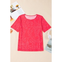 Red Western Girls Mesh T Shirt - L thumbnail