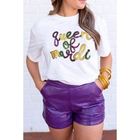 White queen of mardi Sequin Letter Graphic T Shirt - 3XL thumbnail