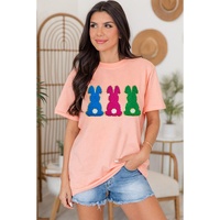 Pink Easter Bunny Chenille Patched Graphic Tee - 3XL thumbnail