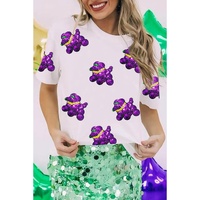 White Sequin Balloon Puppy Graphic Mardi Gras Tee - 3XL thumbnail