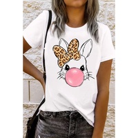 White Leopard Bow Bubble Rabbit Graphic Tee - M thumbnail