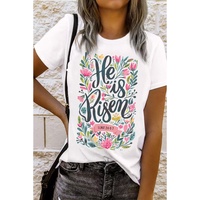 White He is Risen Floral Printed T Shirt - 2XL thumbnail