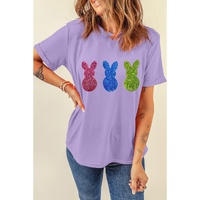 Wisteria Easter Shiny Bunny Graphic Crewneck T Shirt - L thumbnail