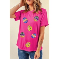 Rose Red Easter Eggs Patched Crew Neck Graphic Tee - XL thumbnail