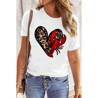 White Crawfish Leopard Heart Print Crewneck Tee - XL thumbnail